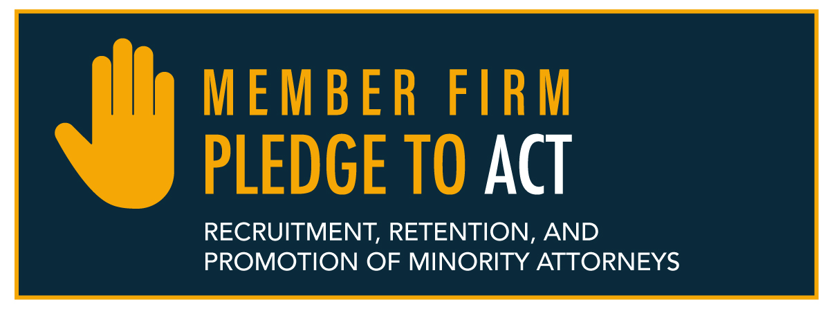Orange outline of hand member firm pledge to act