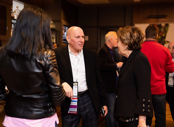 Group mingling at a reception.