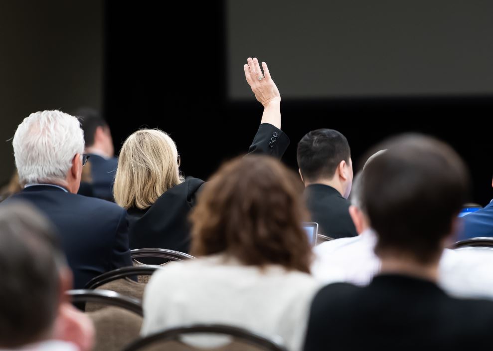Back of students heads during a lecture at AAJ's Convention