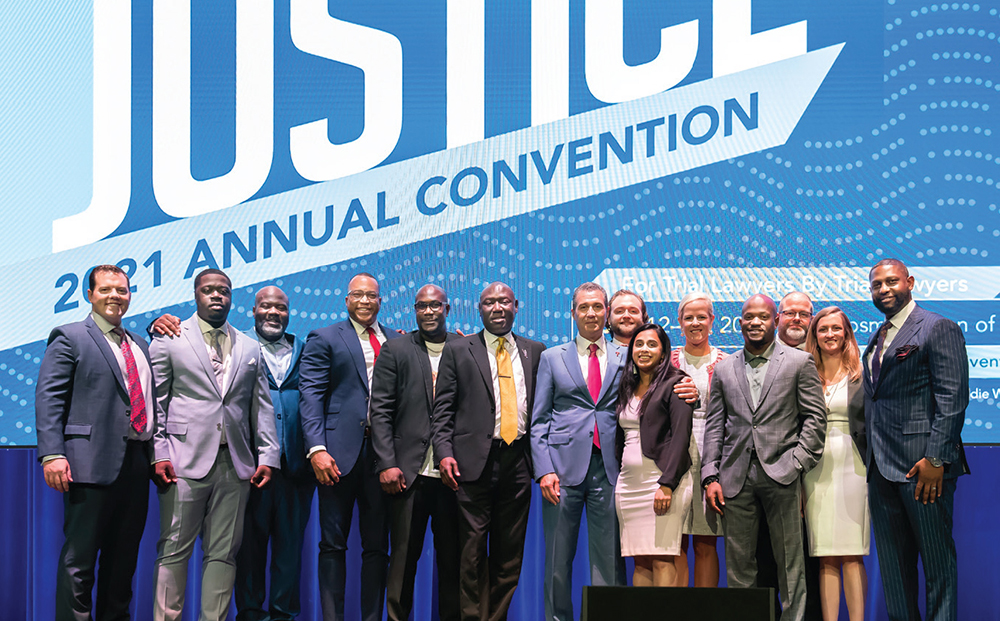 AAJ President Navan Ward with the recipients of this year’s Leonard Weinglass Award—the Floyd family and their lawyers